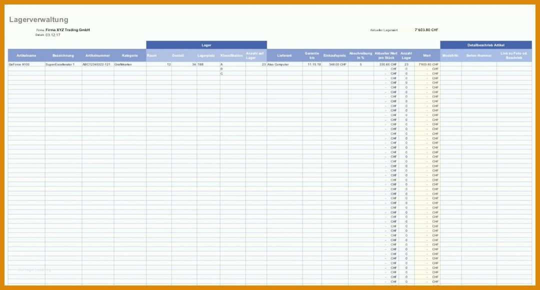 Kreativ Lagerbestandsliste Excel Vorlage 1201x645