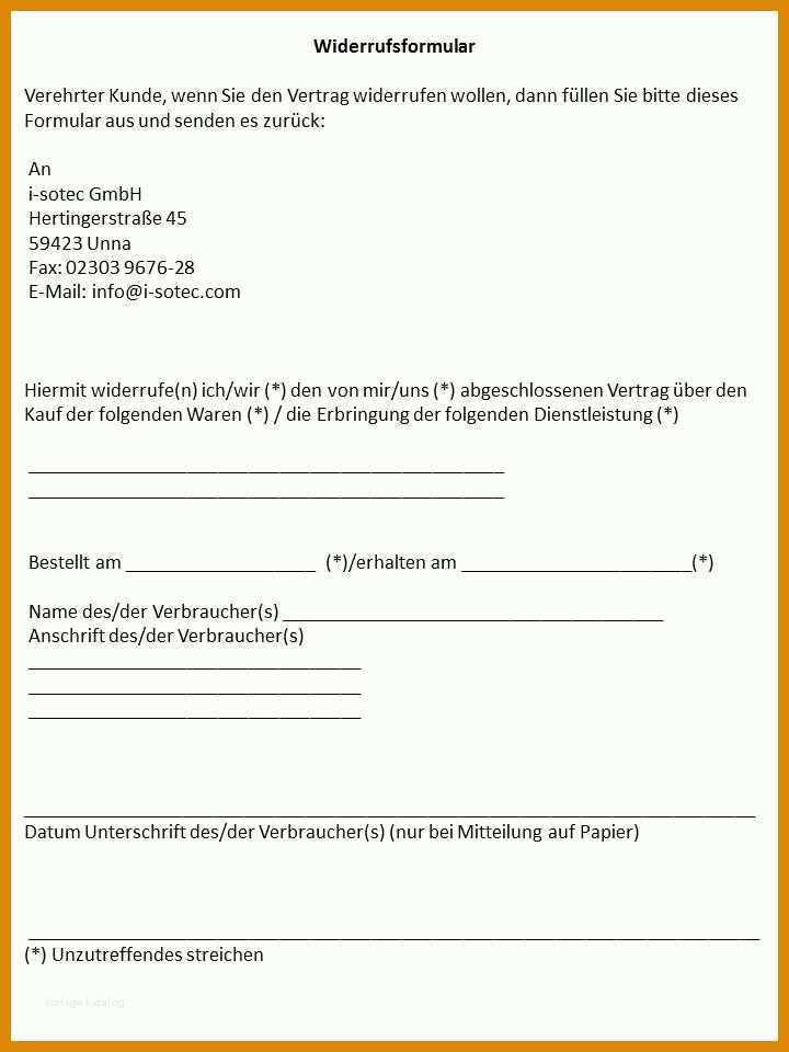 Bemerkenswert Widerrufsformular Vorlage 720x960