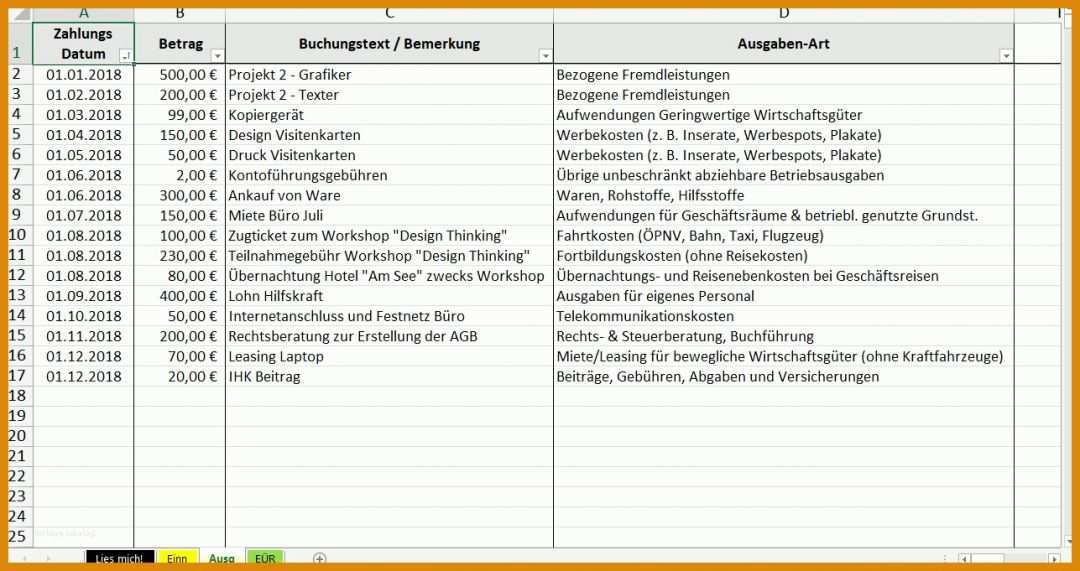 Schockieren Buchhaltung Kleingewerbe Excel Vorlage 1287x681