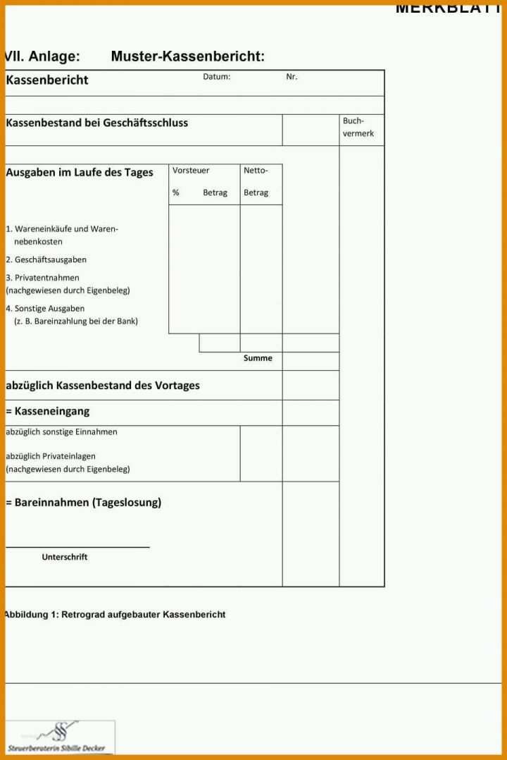 Unvergleichlich Kassenbericht Mit Zählprotokoll Vorlage 960x1437