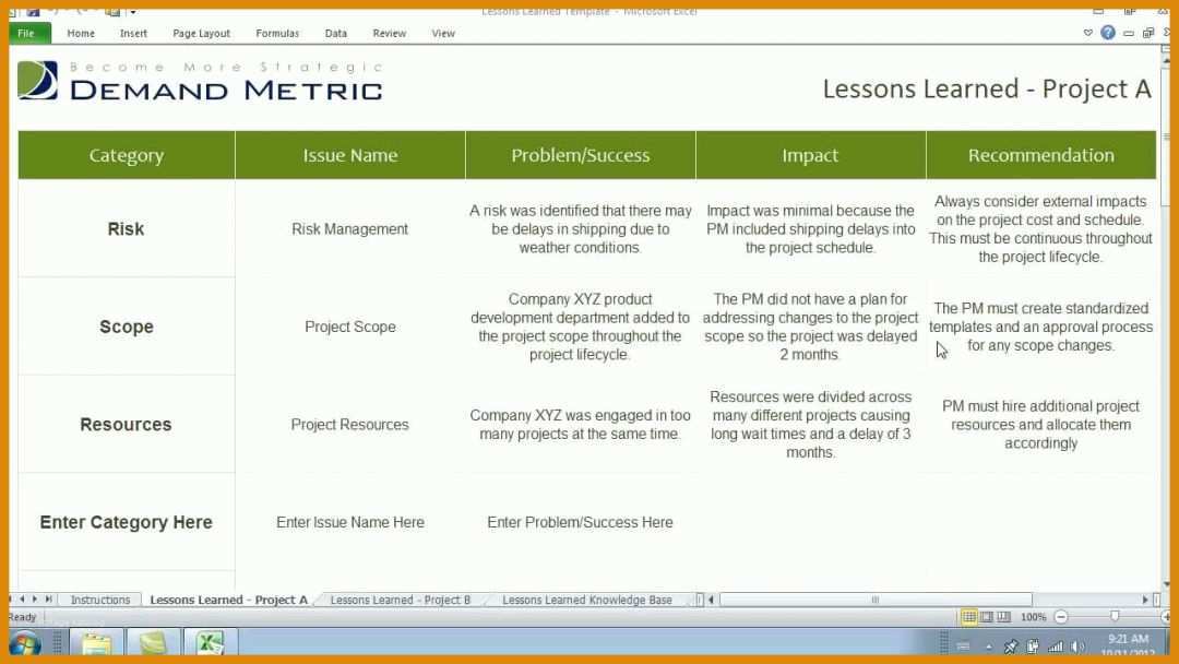 Angepasst Lessons Learned Vorlage Excel Deutsch 1280x720