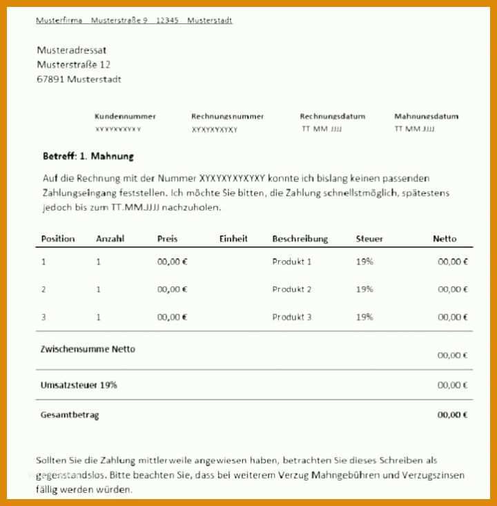 Allerbeste Mahnung Vorlage 722x735