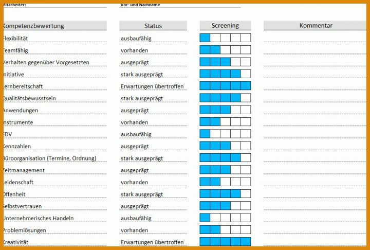 Personalentwicklung Excel Vorlage Potenzial Analyse Mitarbeiter