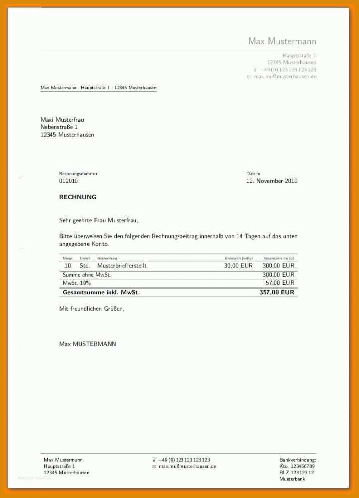 Erschwinglich Rechnung Ausstellen Als Privatperson Vorlage 794x1103