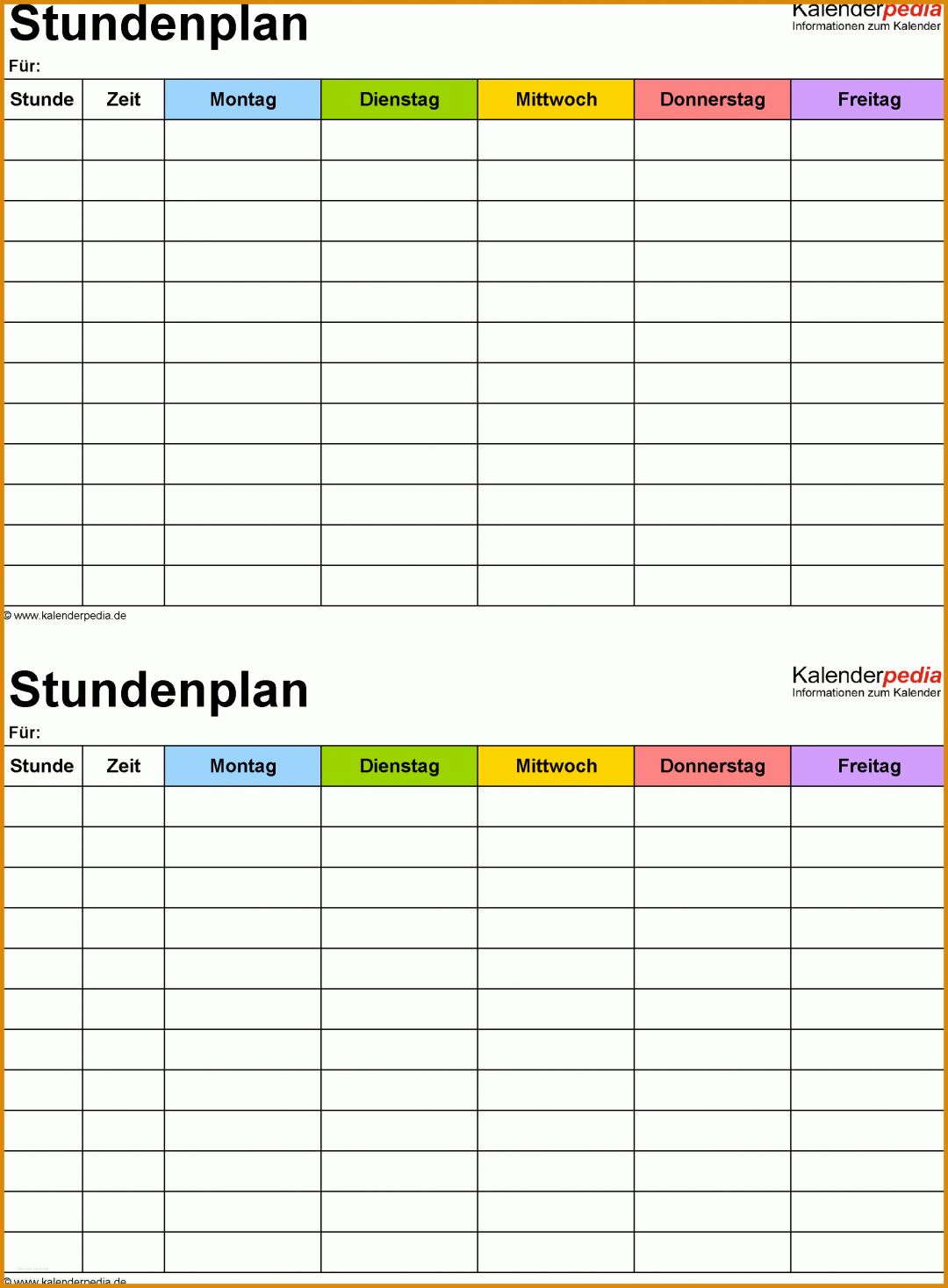 Empfohlen Stundenplan Vorlage 2222x3020