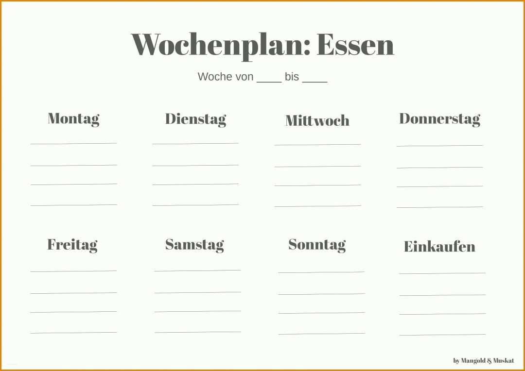 Kreativ Wochenplan Essen Vorlage 3508x2480