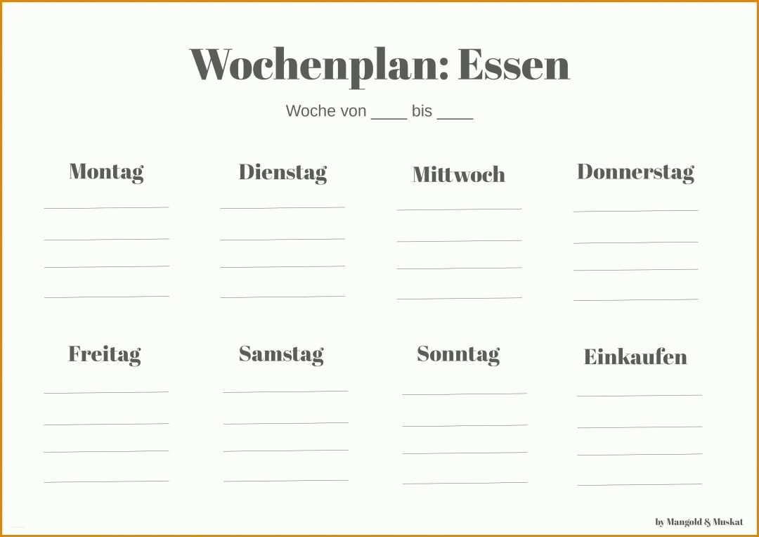 Kreativ Wochenplan Essen Vorlage 3508x2480