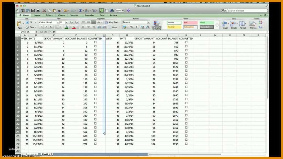 Wunderbar 52 Wochen Challenge Vorlage Excel 1280x720