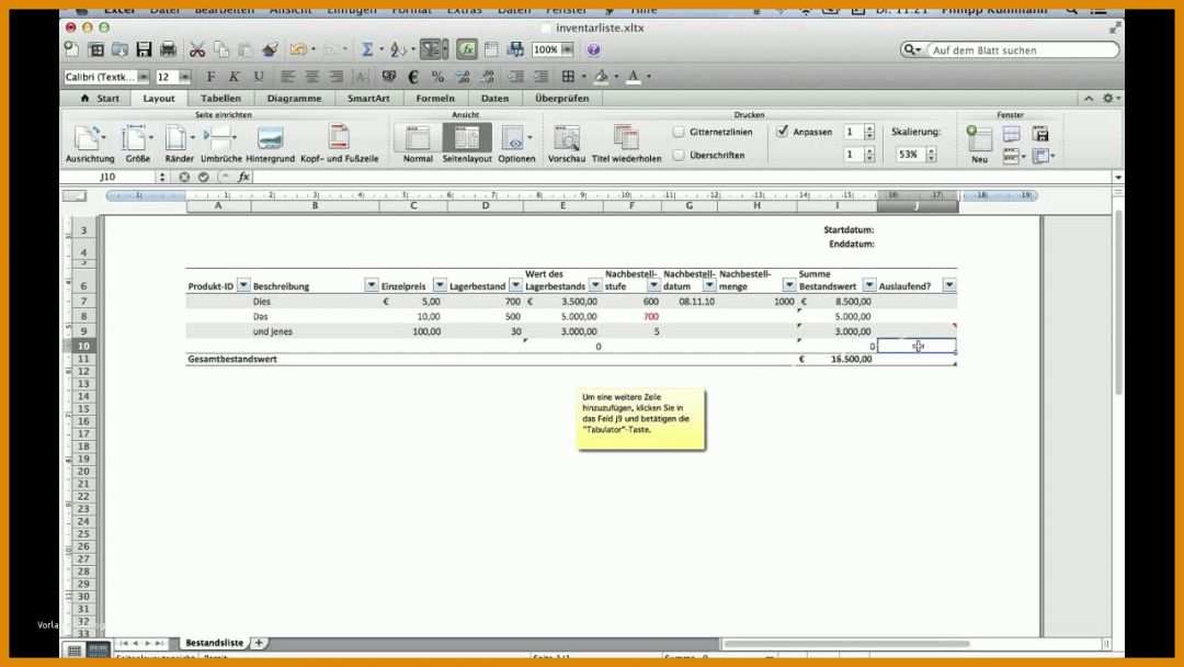 Rühren Bedarfsplanung Excel Vorlage 1280x720