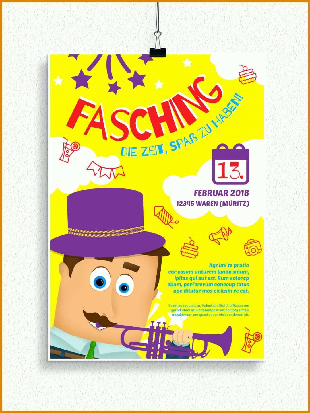 Größte Fasching Flyer Vorlagen Kostenlos 1500x2000