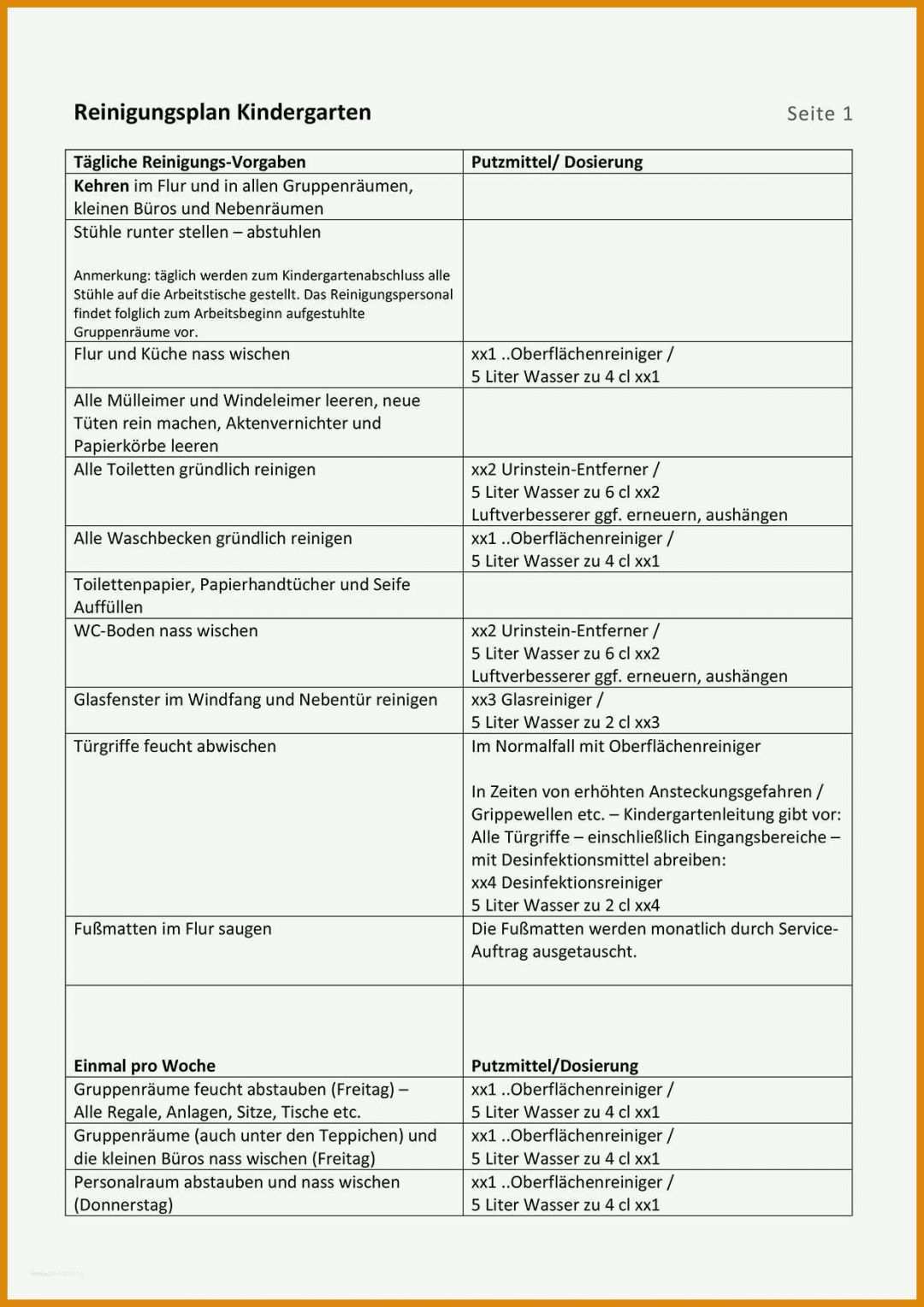 Ausgezeichnet Hygieneplan Vorlage 1240x1754