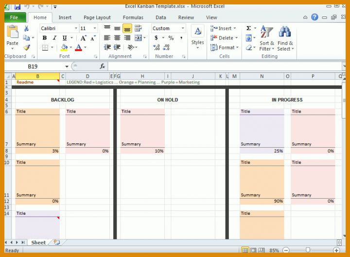 Ideal Kanban Board Excel Vorlage 803x590