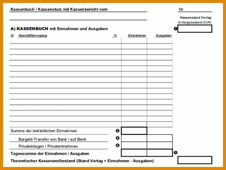 Phänomenal Kassenbuch Handschriftlich Vorlage 744x561