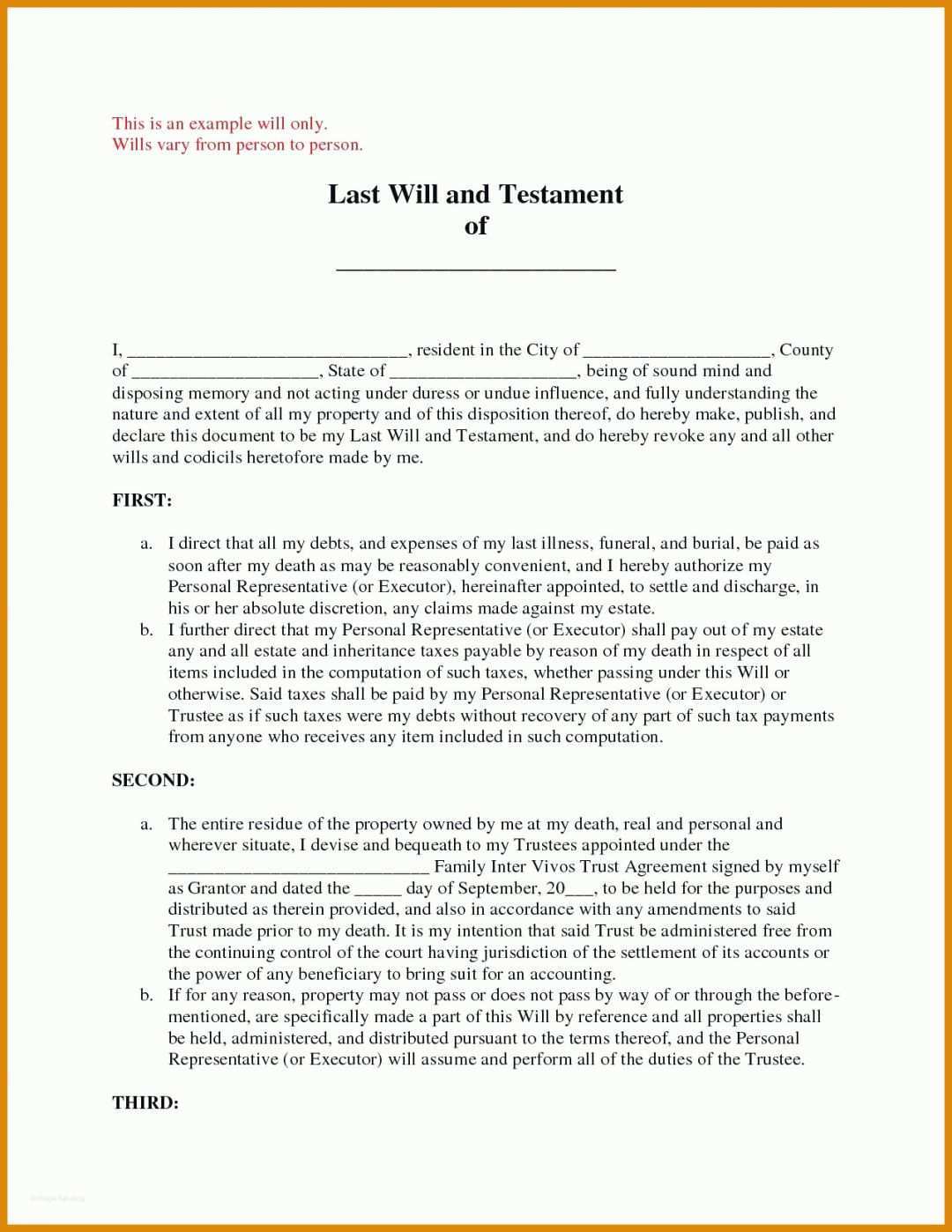 Hervorragen Testament Vorlage Alleinerbe 1275x1650