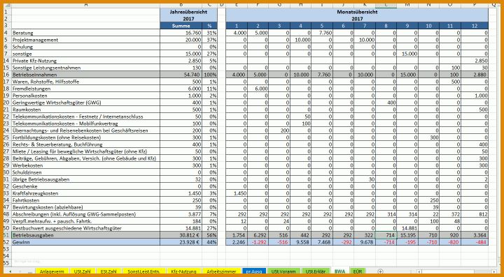 Vorlage Steuererklärung 2017 Excel Vorlage Einnahmen Ueberschuss Rechnung Euer 2017