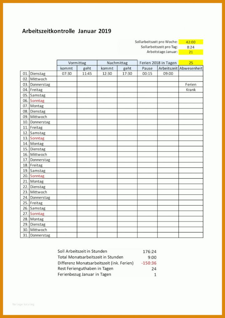 Angepasst Vorlage Stundenerfassung 744x1052